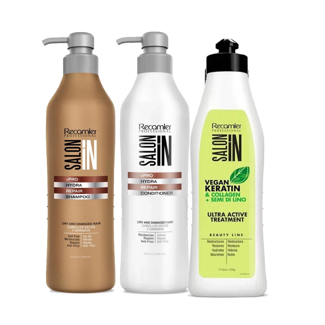 Hydra Repair Shampoo Acondicionador 1L y Tratamiento Ultra Active 500 ml SALON IN