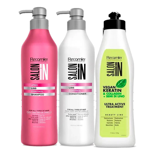 Liss Control Shampoo Acondicionador 1L y Tratamiento Ultra Active 500 ml SALON IN