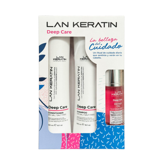 Pack Lan Keratin Deep Care Shampoo + Acondicionador 300ml + Aceite 47 ml