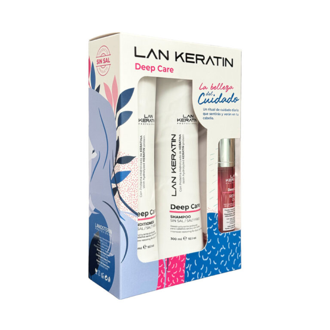 Pack Lan Keratin Deep Care Shampoo + Acondicionador 300ml + Aceite 47 ml