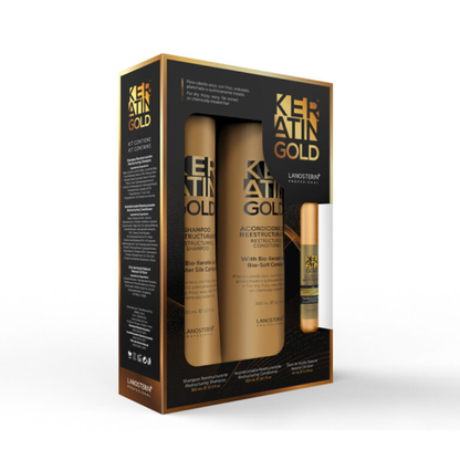 Keratin Gold - Shampoo 300 ml y acondicionador 300 ml Aceite 47 ml