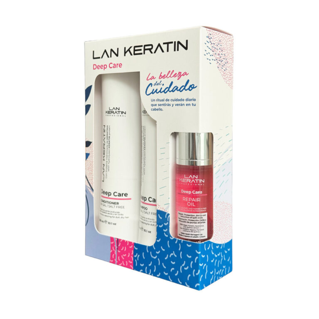Pack Lan Keratin Deep Care Shampoo + Acondicionador 300ml + Aceite 47 ml