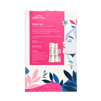 Pack Lan Keratin Deep Care Shampoo + Acondicionador 300ml + Aceite 47 ml